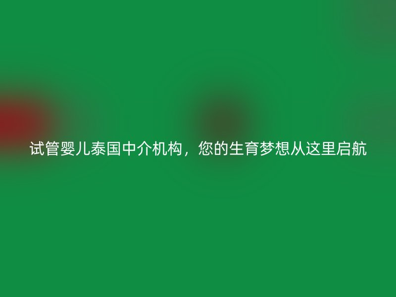 试管婴儿泰国中介机构，您的生育梦想从这里启航