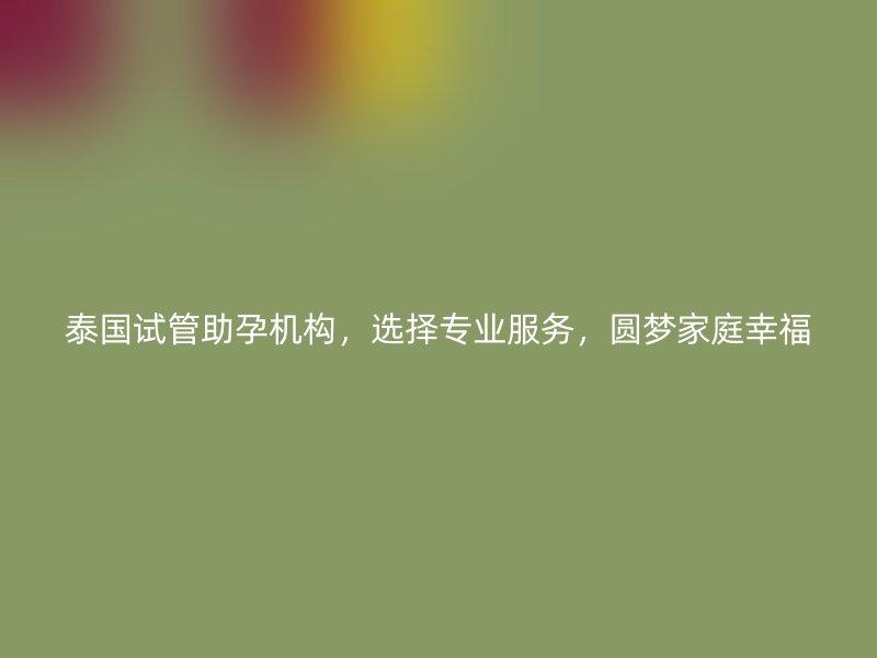 泰国试管助孕机构，选择专业服务，圆梦家庭幸福