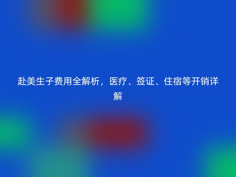 赴美生子费用全解析，医疗、签证、住宿等开销详解