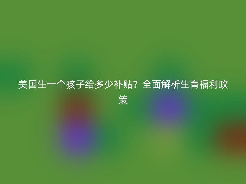 美国生一个孩子给多少补贴？全面解析生育福利政策