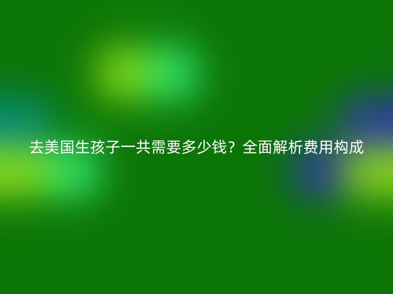 去美国生孩子一共需要多少钱？全面解析费用构成