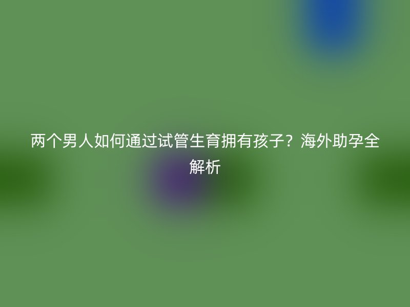两个男人如何通过试管生育拥有孩子？海外助孕全解析
