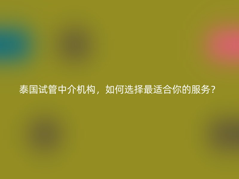 泰国试管中介机构，如何选择最适合你的服务？