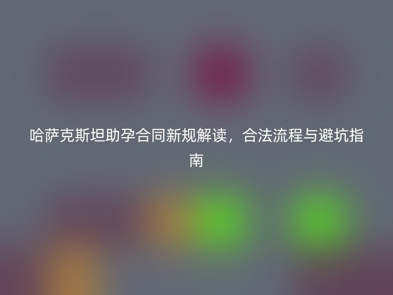哈萨克斯坦助孕合同新规解读，合法流程与避坑指南