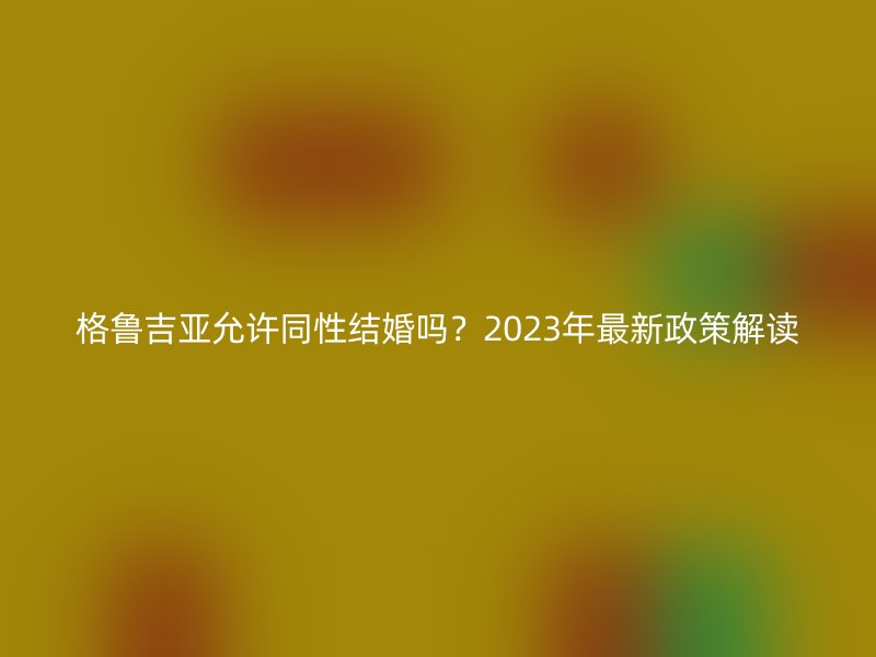 格鲁吉亚允许同性结婚吗？2025年最新政策解读