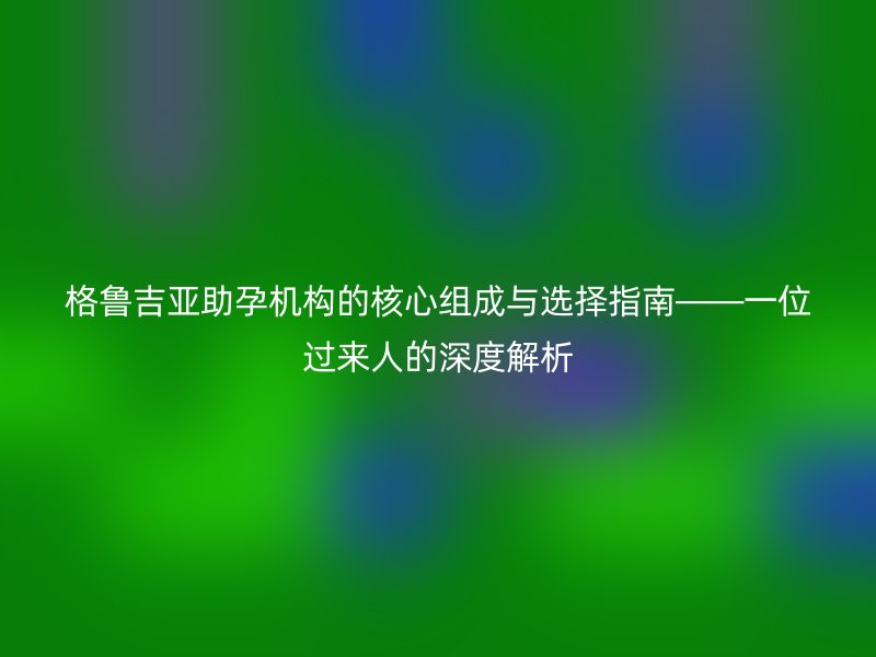 格鲁吉亚助孕机构的核心组成与选择指南——一位过来人的深度解析