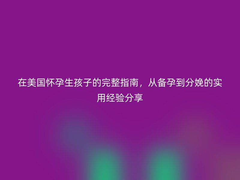 在美国怀孕生孩子的完整指南，从备孕到分娩的实用经验分享