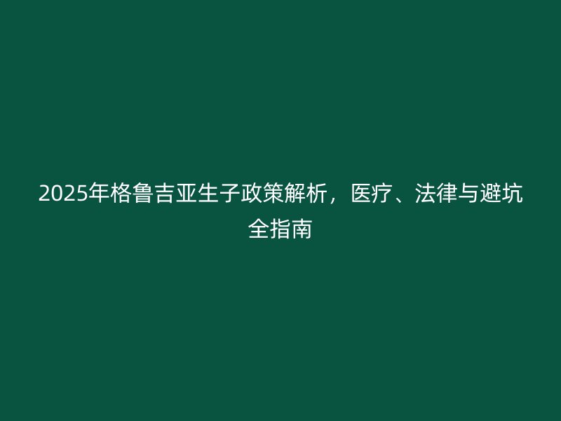 2025年格鲁吉亚生子政策解析，医疗、法律与避坑全指南