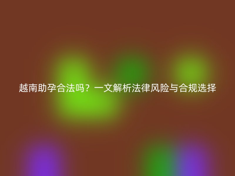 越南助孕合法吗？一文解析法律风险与合规选择