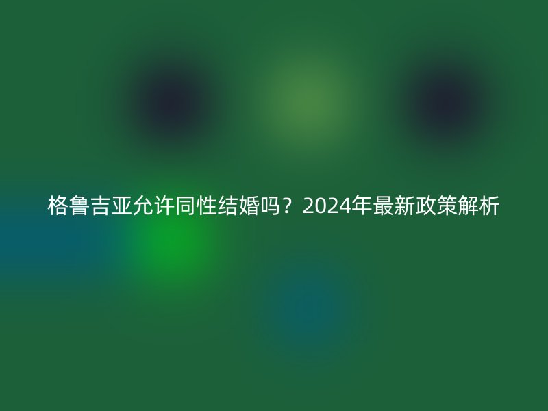 格鲁吉亚允许同性结婚吗？2024年最新政策解析