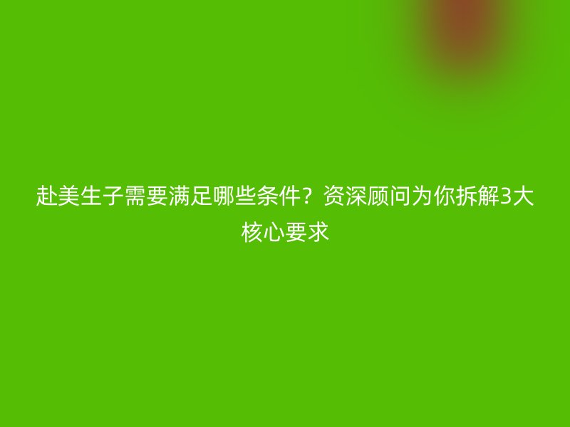 赴美生子需要满足哪些条件？资深顾问为你拆解3大核心要求
