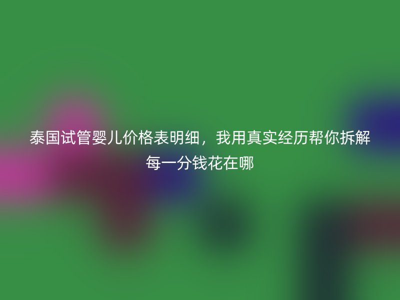 泰国试管婴儿价格表明细，我用真实经历帮你拆解每一分钱花在哪