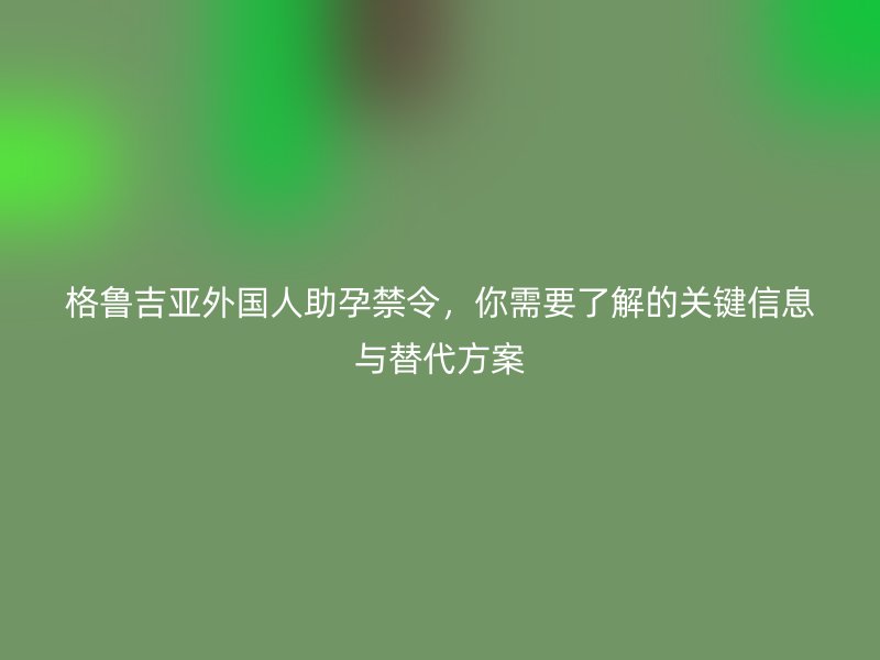 格鲁吉亚外国人助孕禁令，你需要了解的关键信息与替代方案
