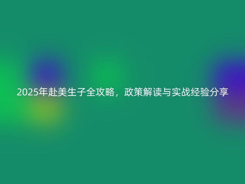 2025年赴美生子全攻略，政策解读与实战经验分享