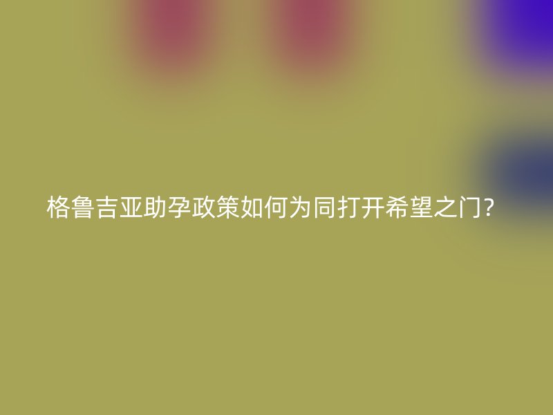 格鲁吉亚助孕政策如何为同打开希望之门？