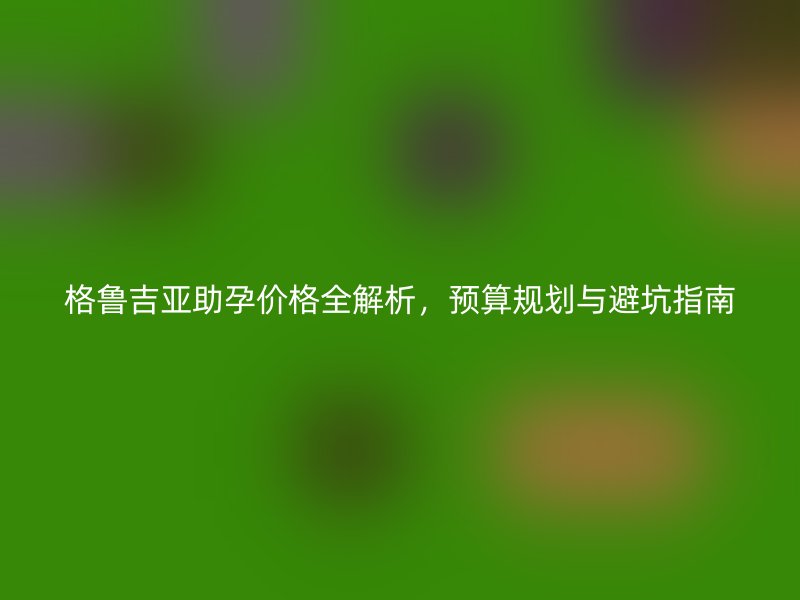 格鲁吉亚助孕价格全解析，预算规划与避坑指南