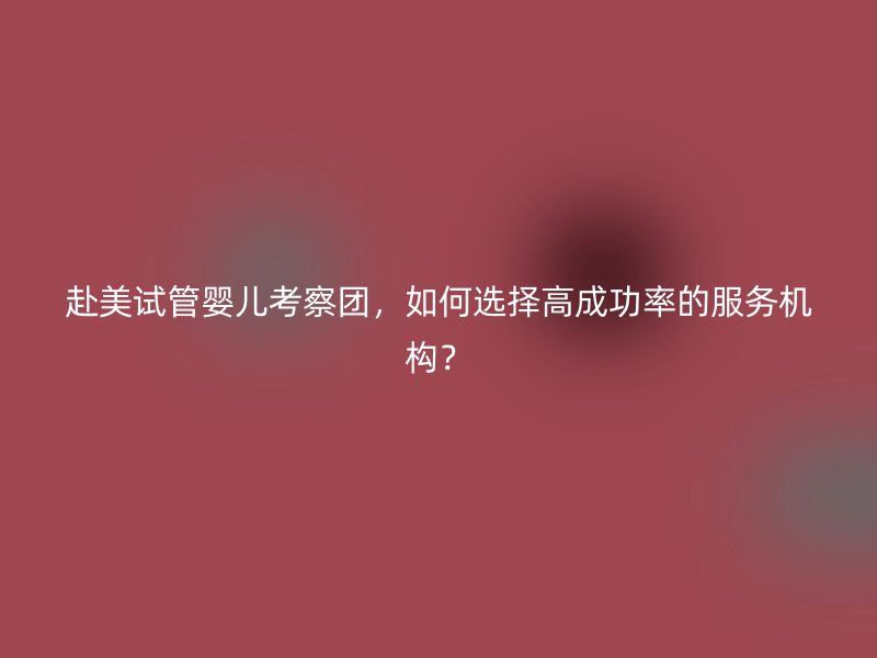 赴美试管婴儿考察团，如何选择高成功率的服务机构？