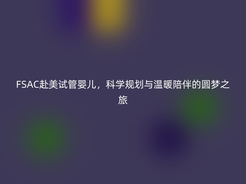 FSAC赴美试管婴儿，科学规划与温暖陪伴的圆梦之旅