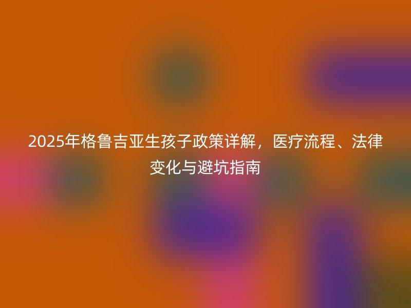 2025年格鲁吉亚生孩子政策详解，医疗流程、法律变化与避坑指南