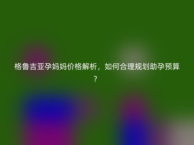 格鲁吉亚孕妈妈价格解析，如何合理规划助孕预算？
