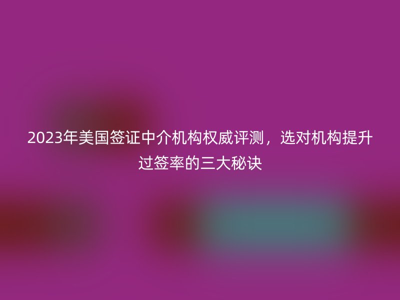 2025年美国签证中介机构权威评测，选对机构提升过签率的三大秘诀