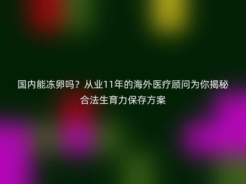 国内能冻卵吗？从业11年的海外医疗顾问为你揭秘合法生育力保存方案
