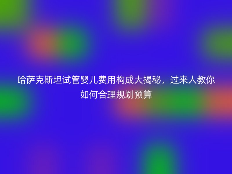 哈萨克斯坦试管婴儿费用构成大揭秘，过来人教你如何合理规划预算