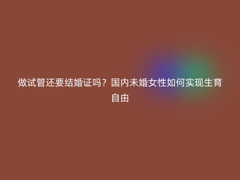 做试管还要结婚证吗？国内未婚女性如何实现生育自由