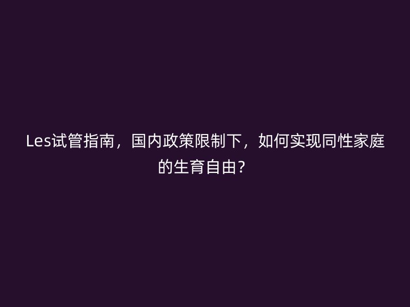 Les试管指南，国内政策限制下，如何实现同性家庭的生育自由？