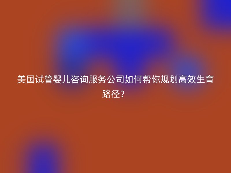 美国试管婴儿咨询服务公司如何帮你规划高效生育路径？