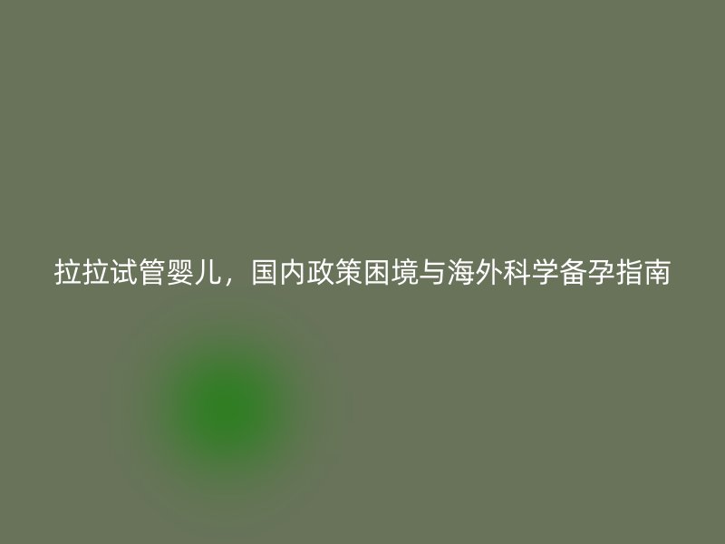 拉拉试管婴儿，国内政策困境与海外科学备孕指南