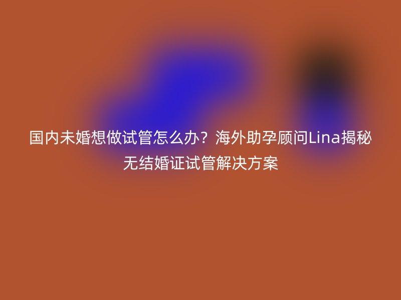 国内未婚想做试管怎么办？海外助孕顾问Lina揭秘无结婚证试管解决方案