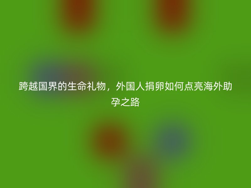 跨越国界的生命礼物，外国人捐卵如何点亮海外助孕之路