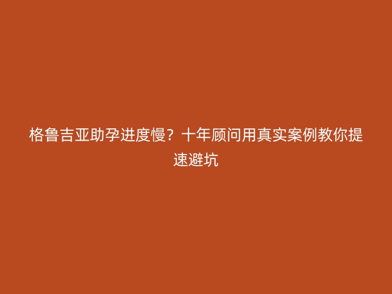 格鲁吉亚助孕进度慢？十年顾问用真实案例教你提速避坑