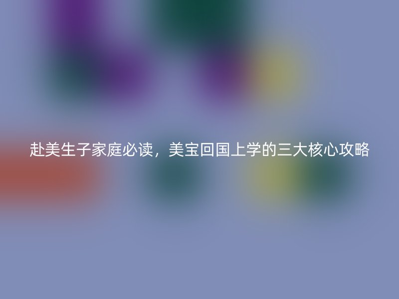 赴美生子家庭必读，美宝回国上学的三大核心攻略