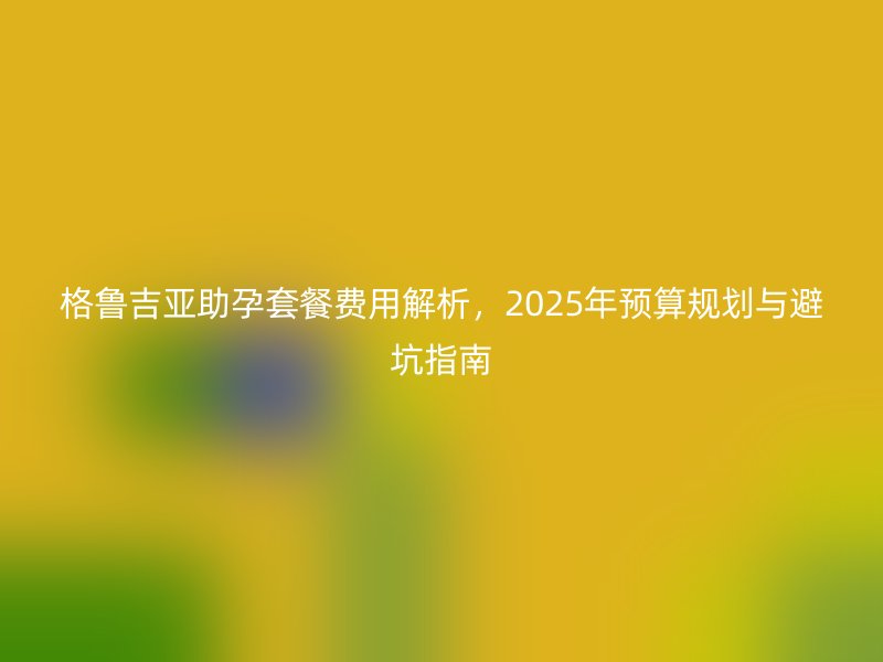 格鲁吉亚助孕套餐费用解析，2025年预算规划与避坑指南