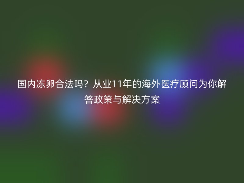 国内冻卵合法吗？从业11年的海外医疗顾问为你解答政策与解决方案