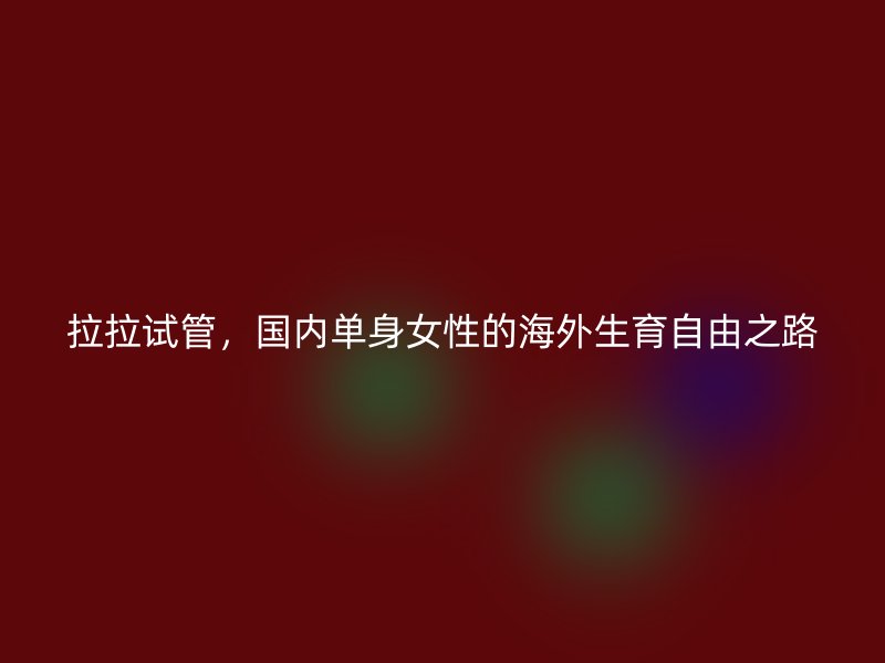 拉拉试管，国内单身女性的海外生育自由之路