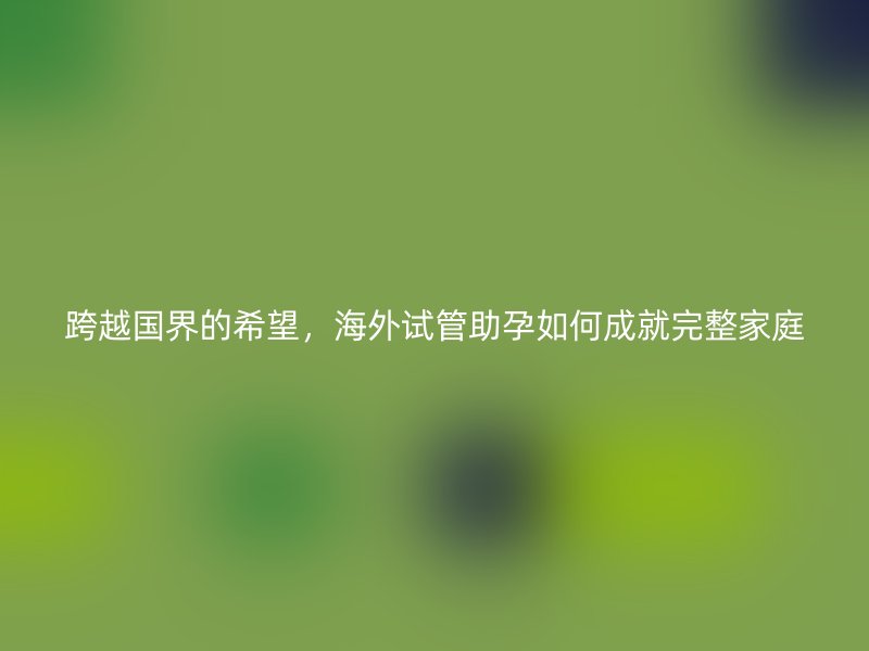 跨越国界的希望，海外试管助孕如何成就完整家庭