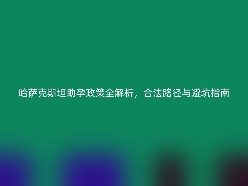 哈萨克斯坦助孕政策全解析，合法路径与避坑指南