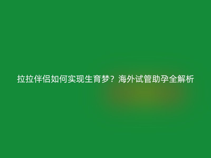 拉拉伴侣如何实现生育梦？海外试管助孕全解析