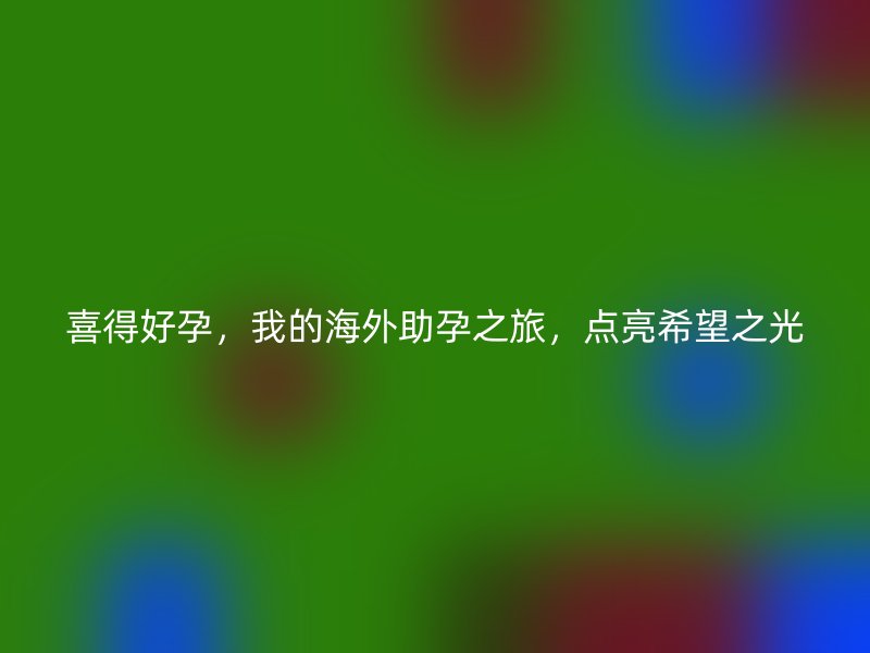 喜得好孕，我的海外助孕之旅，点亮希望之光