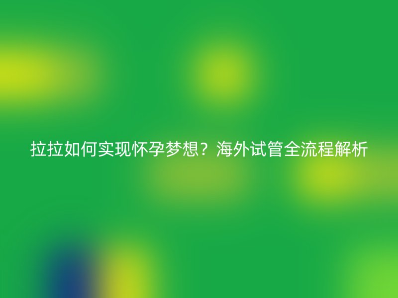 拉拉如何实现怀孕梦想？海外试管全流程解析