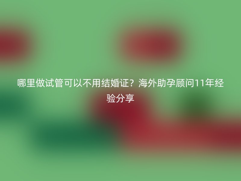 哪里做试管可以不用结婚证？海外助孕顾问11年经验分享