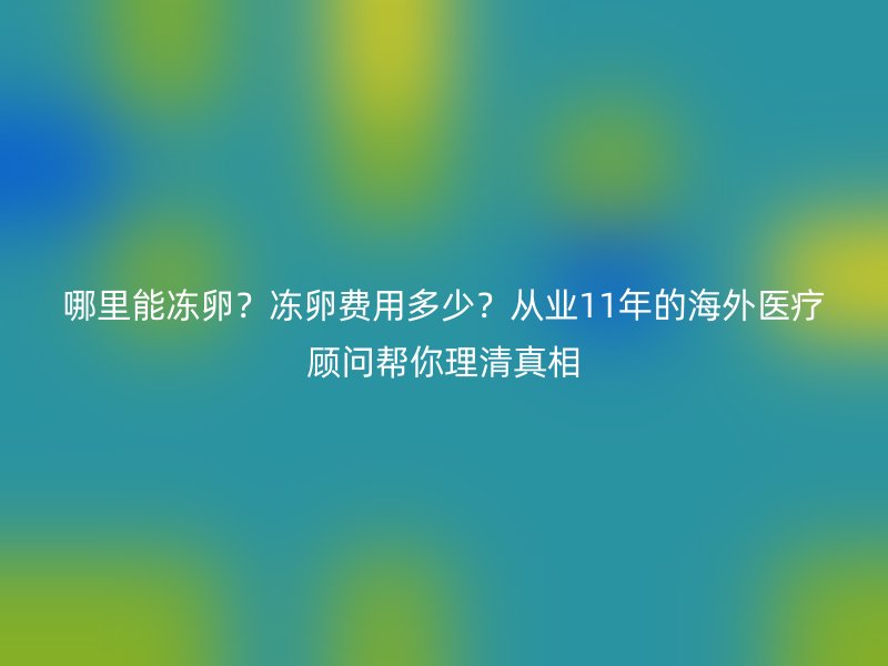 哪里能冻卵？冻卵费用多少？从业11年的海外医疗顾问帮你理清真相
