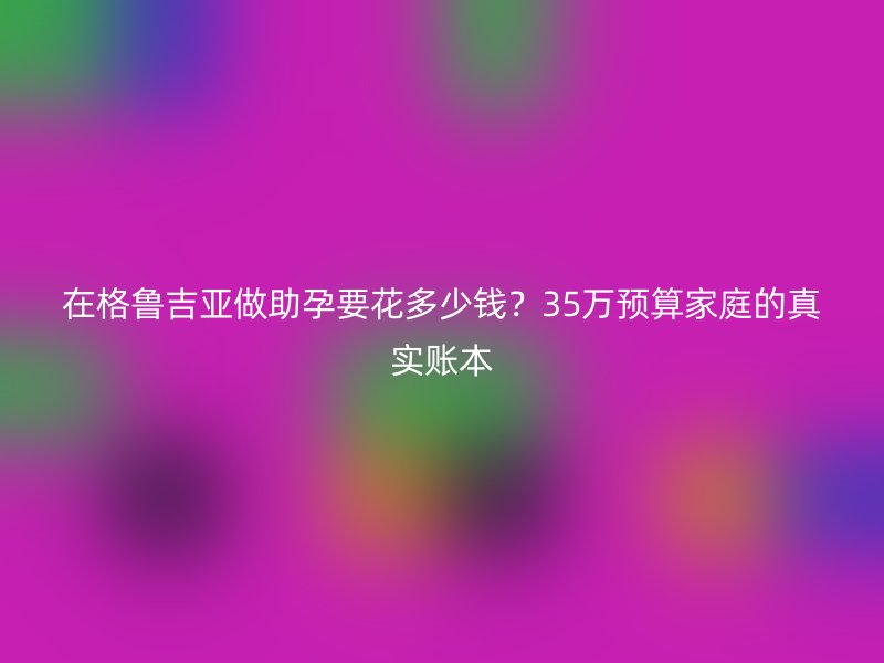 在格鲁吉亚做助孕要花多少钱？35万预算家庭的真实账本