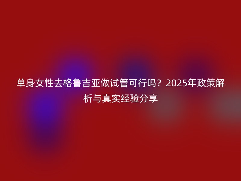 单身女性去格鲁吉亚做试管可行吗？2025年政策解析与真实经验分享