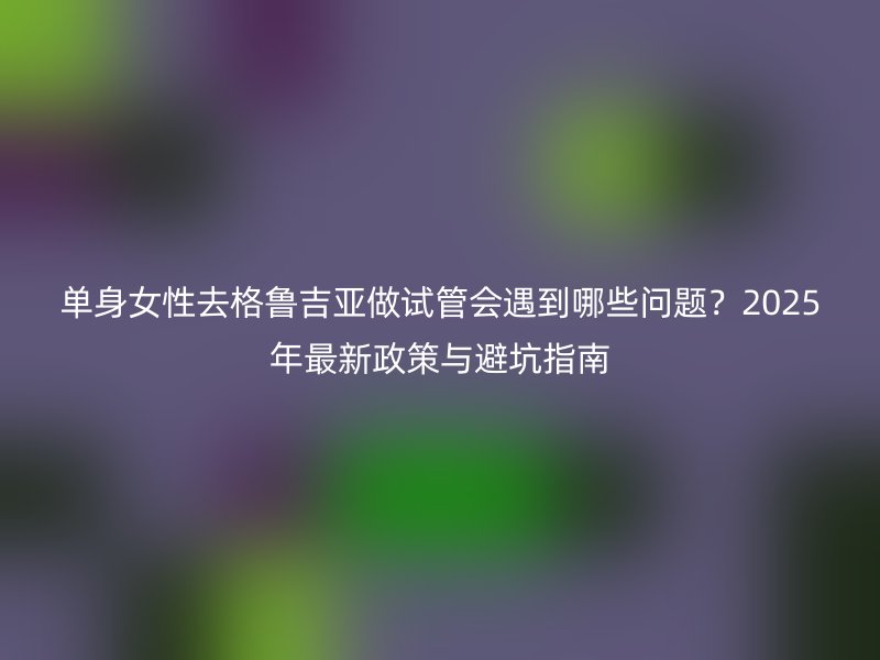 单身女性去格鲁吉亚做试管会遇到哪些问题？2025年最新政策与避坑指南