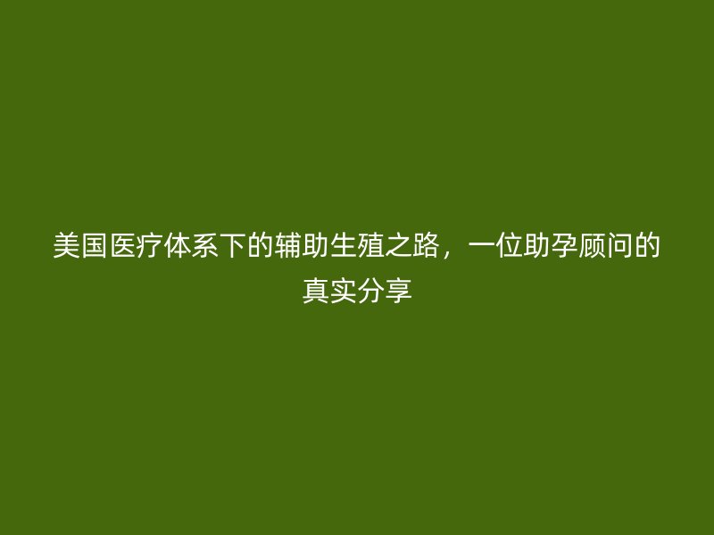 美国医疗体系下的辅助生殖之路，一位助孕顾问的真实分享