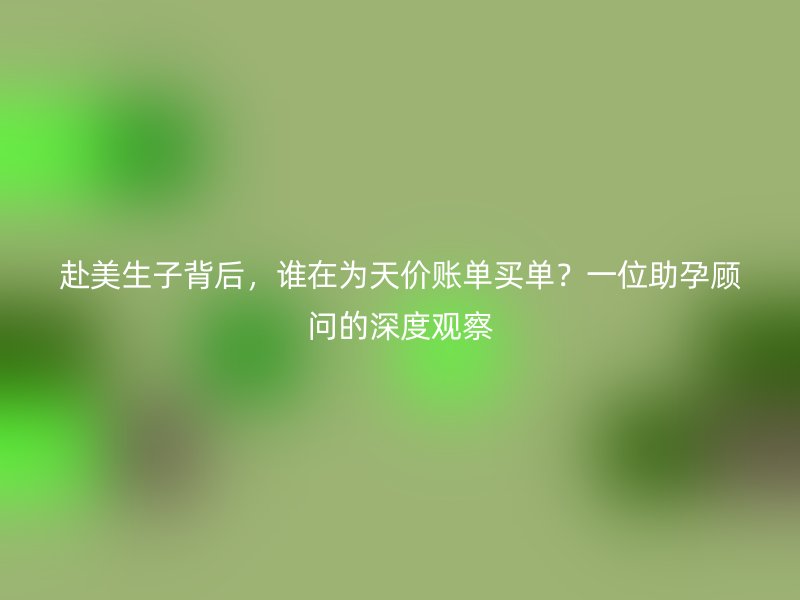 赴美生子背后，谁在为天价账单买单？一位助孕顾问的深度观察